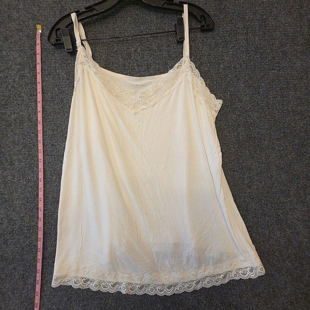 Lane Bryant Camisole Tank Top Womens 22/24 White Lace Adjustable Strap Rayon